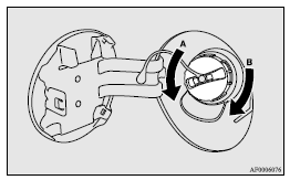 Mitsubishi Lancer: Filling the fuel tank. A- Remove