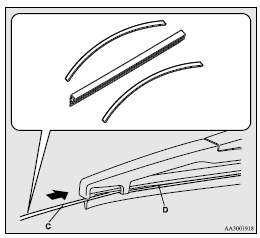 Mitsubishi Lancer: Wiper blade rubber replacement. Note