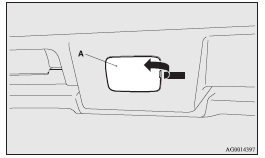 Mitsubishi Lancer: Inside rear hatch release. 2. Move the lever (B) to unlock the rear hatch.